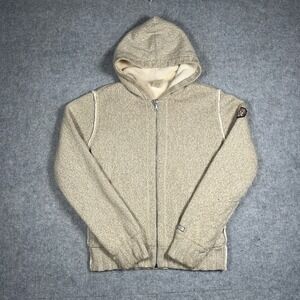 The North Face Hoodie Womens Medium Tan Full Zip Sherpa Lined KnitFleece